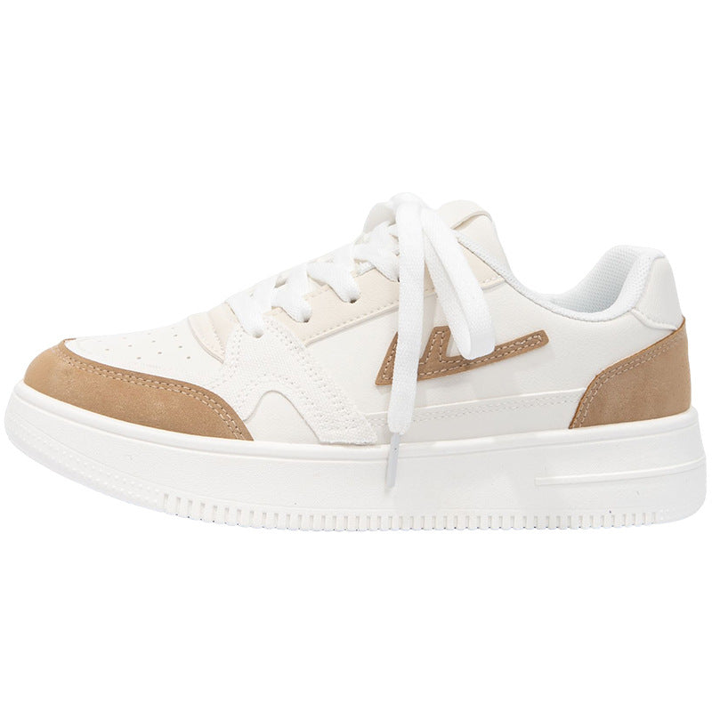 Pull-back round toe breathable platform shoes, simple and low-key board shoes, women's low-top fashion and versatile high-end casual shoes