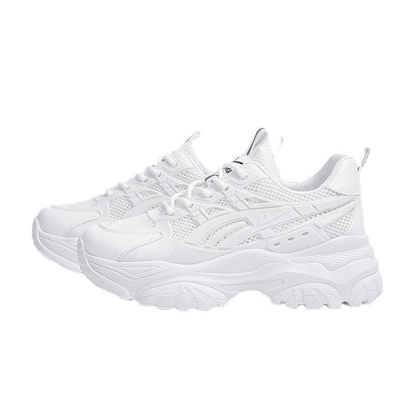 Pullback breathable thick-soled white shoes Korean version of solid color simple new dad shoes collegiate style is not stuffy feet single shoe girl