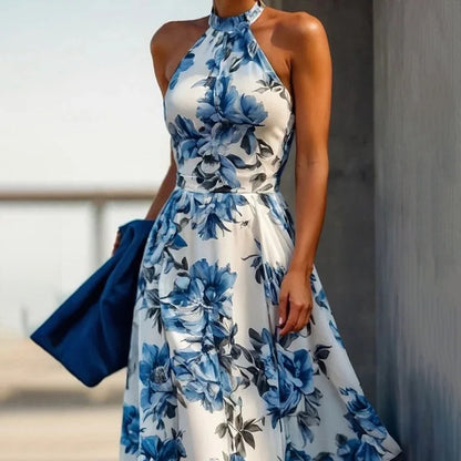 2026 Amazon's new cross-border European and beautiful clothing has an elegant and sexy print long pendulum dress for women