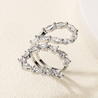 Real gold electroplating diamond setting sugar opening ring light luxury high-end index ring fashion versatile commuter hand jewelry wholesale