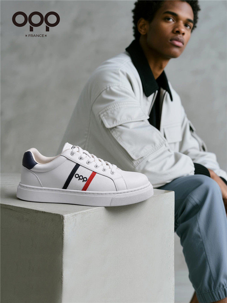 OPP board shoes spring 2026 new men's sports versatile casual low-top light luxury comfortable leather lightweight white shoes