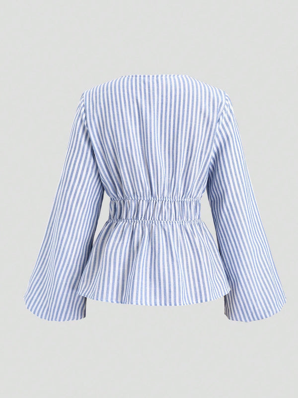 Women's Striped Lace-Up Cardigan