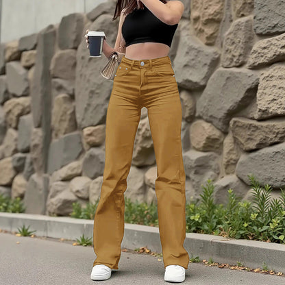 European and American foreign trade cross-border women's jeans multi-color wash straight stretch casual trousers WOMEN JEANS