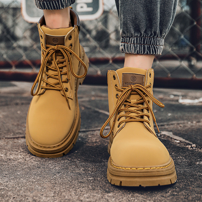 2026 Men's Labor Protection Shoes Spring Construction Site Wear-Resistant Construction Work Martin Boots Workwear Waterproof Non-slip Hiking Sports