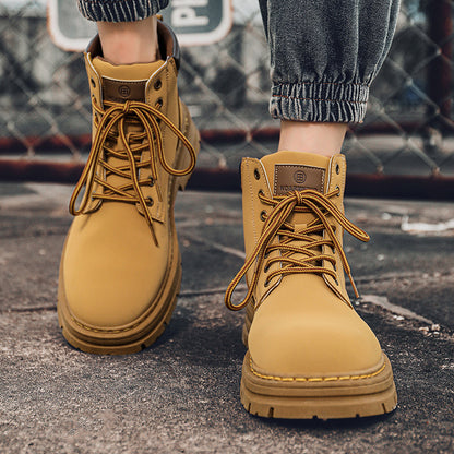 2026 Men's Labor Protection Shoes Spring Construction Site Wear-Resistant Construction Work Martin Boots Workwear Waterproof Non-slip Hiking Sports