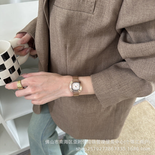 Autumn and winter vintage square minimalist style watches for women, student temperament, petite, artistic, INS fashion quartz watches wholesale - view 2 | Ciaura