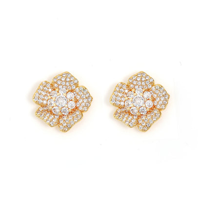 European and American new best-selling women's earrings, AliExpress bestseller flower fashion creative women's earrings and rings two-piece set