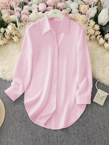 2026 AliExpress wish Amazon Hot Item: Four-season fashion minimalist irregular women's shirt, long-sleeve shirt