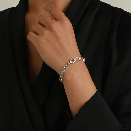 European and American cross-border jewelry new diamond-encrusted 8 figure infinite bracelet women's transparent rhinestone beads adjustable hand ornament