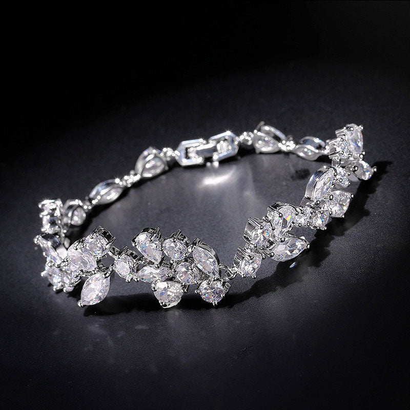 RAKOL Korean Fashion Small Fresh Creative Floral Bracelet Women's Exquisite and Versatile Micro-Zircon Bridal Hand Jewelry