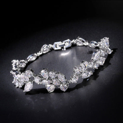 RAKOL Korean Fashion Small Fresh Creative Floral Bracelet Women's Exquisite and Versatile Micro-Zircon Bridal Hand Jewelry