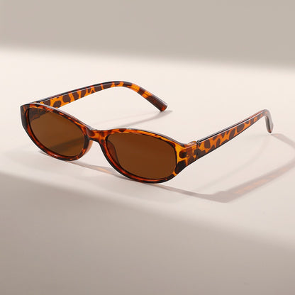 Oval frame sunglasses for women, gyu girls, Y2K trendy cross-border new sunglasses, face-flattering, small driving vacation sunglasses