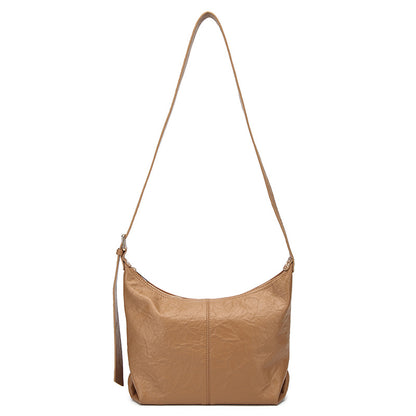 Bolsa de senhora 2025 nova tendência retro em pele macia, modelo dumpling, bolsa tote texturizada, bolsa de ombro a tiracolo.