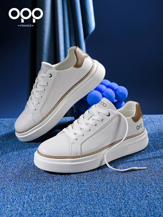 OPP board shoes men's spring 2026 new platform fashion and versatile, heightened leather light luxury casual sports white shoes