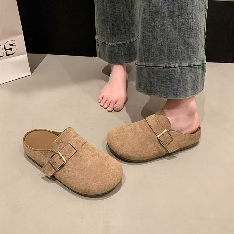 2025 New Vintage Birkenstock Toe Slippers Women's Spring and Autumn Fashion Platform Sukes Nubucks Boken Shoes Half Slippers Wholesale
