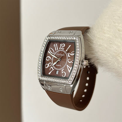 High-value new stylish silicone wine barrel digital INS style women's watch Korean style exquisite casual sports watch