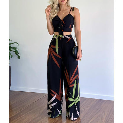 2026 Spring New Cross-border European Beauty Clothing Temperament Commuter Straight Pants Suspenders Sexy Fashion Suit Women