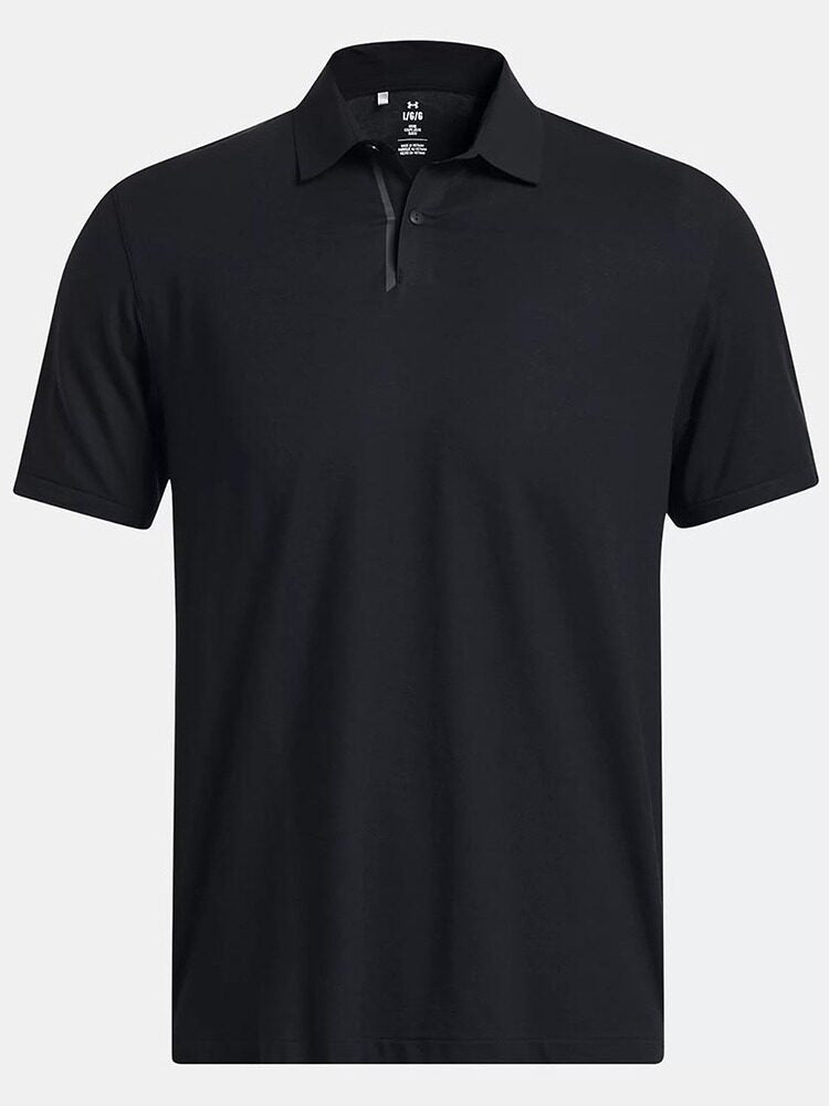 UA Under Armour Men's Short Sleeve Sports POLO Shirt 2025 Summer New Black Quick Drying T-Shirt 1385128-001