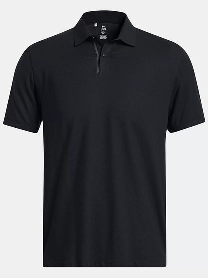 UA Under Armour Men's Short Sleeve Sports POLO Shirt 2025 Summer New Black Quick Drying T-Shirt 1385128-001