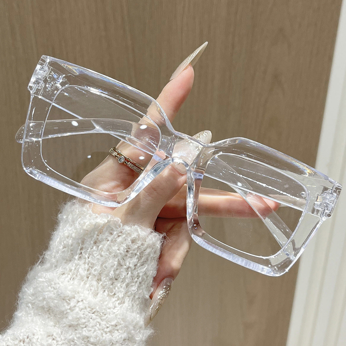 Square rice nail flat light mirror men's new anti-blue light European and American plain makeup glasses frame fashion ins retro glasses frame women