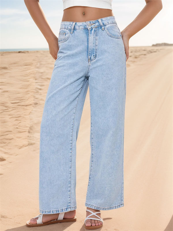 SPOT HONG KONG STYLE JEANS CROSS-BORDER EUROPEAN AND AMERICAN WOMEN'S INS STRAIGHT LEG LOOSE HIGH-WAISTED DENIM PANTS WOMEN JEANS