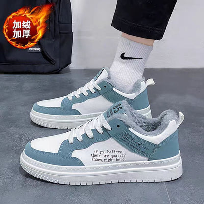 2025 Autumn/Winter New Fleece-Lined Sneakers, Youth Casual Fleece-Lined Thickened Trendy Versatile Student Sports Sneakers