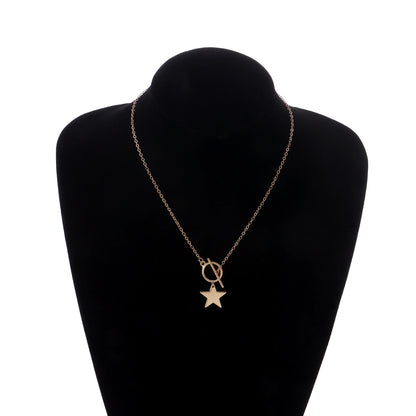 European and American cross-border jewelry fashion trend five-pointed star pendant women's necklace personality and temperament simple women's necklace