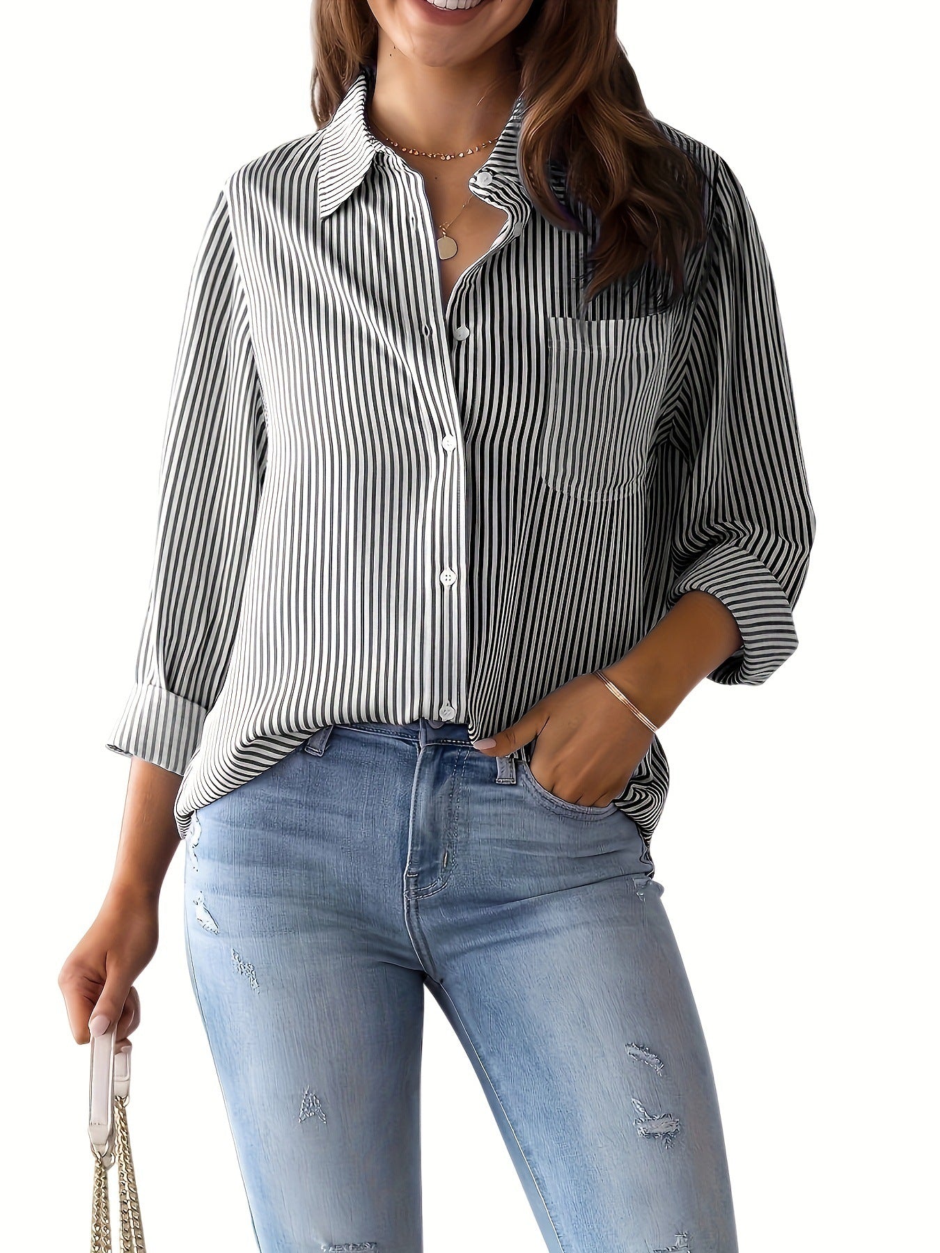 amazon foreign trade european and american women's clothing wishaliexpress ebay top loose casual long-sleeved shirt women