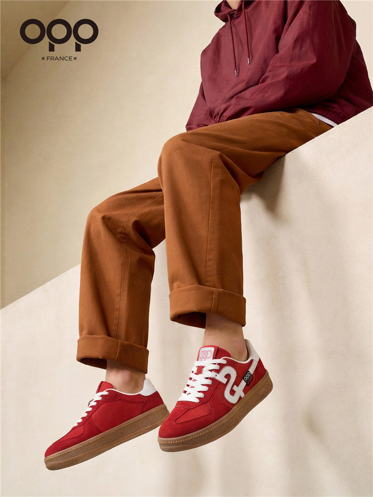 OPP men's shoes spring light luxury versatile niche red low-top commuting casual sports thick-soled retro moral training board shoes