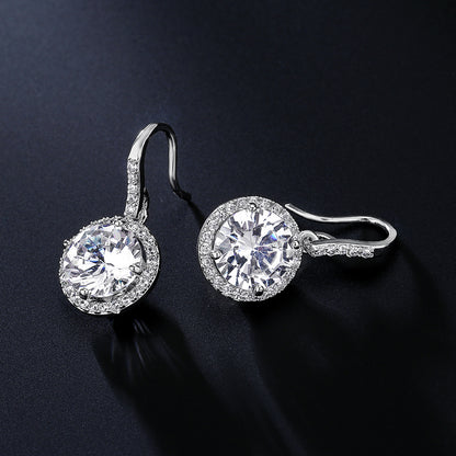 RAKOL Korean fashion classic geometric round earrings feminine temperament light luxury eight hearts and eight arrows 3A zircon earhooks