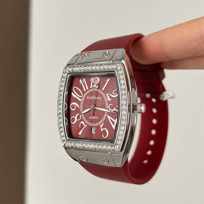 High-value new stylish silicone wine barrel digital INS style women's watch Korean style exquisite casual sports watch
