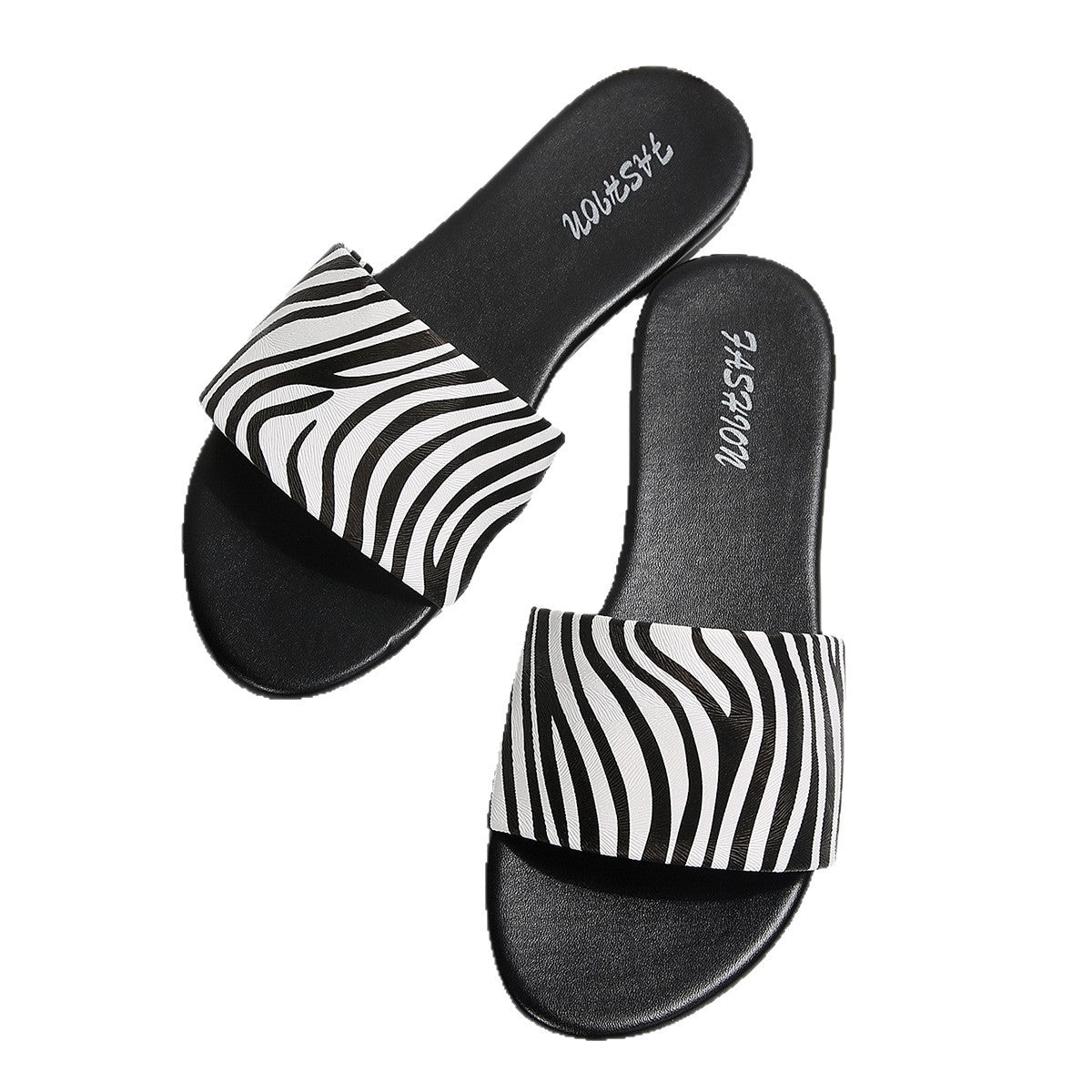 European and American cross-border women's shoes, export animal print decorative fashion slippers, elegant versatile round-toe flat sandals
