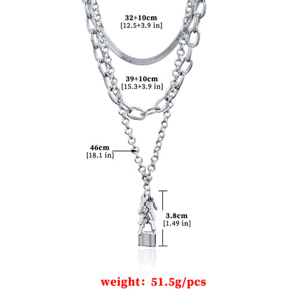European and American cross-border jewelry, temperament, versatile ins necklace, key lock pendant, multi-layered trendy snake bone chain