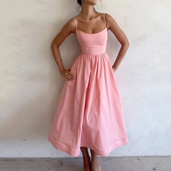 2026 New European and American Clothing Temperament Commuting Sexy Low-cut Slim Waist Slip Slip Slip European and American Dress Women
