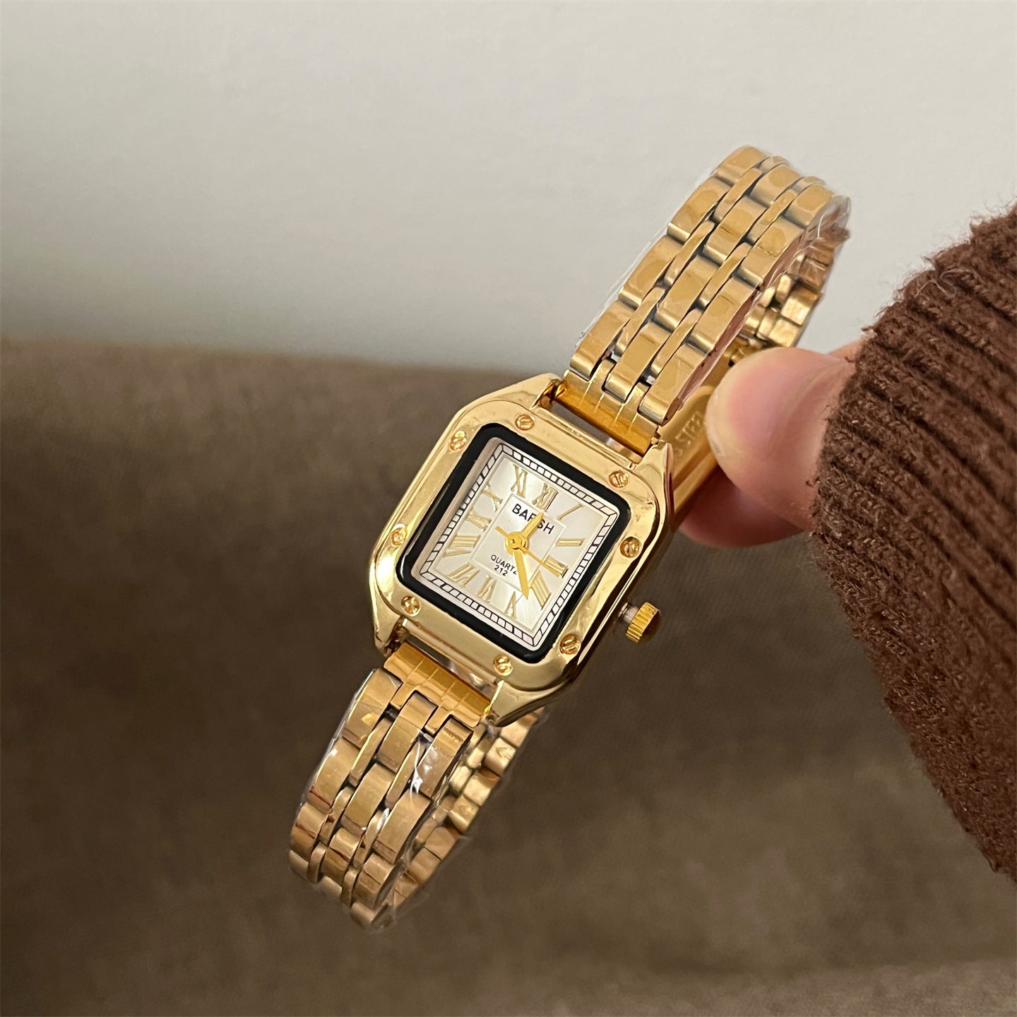 BARSH square steel band women's watch small dial light luxury high-end minimalist quartz watch popular wholesale price for women's live stream