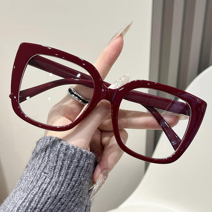 Fashion flat mirror women's high-end large-frame glasses frame cat's eye European and American trend unlimited prescription casual decorative glasses