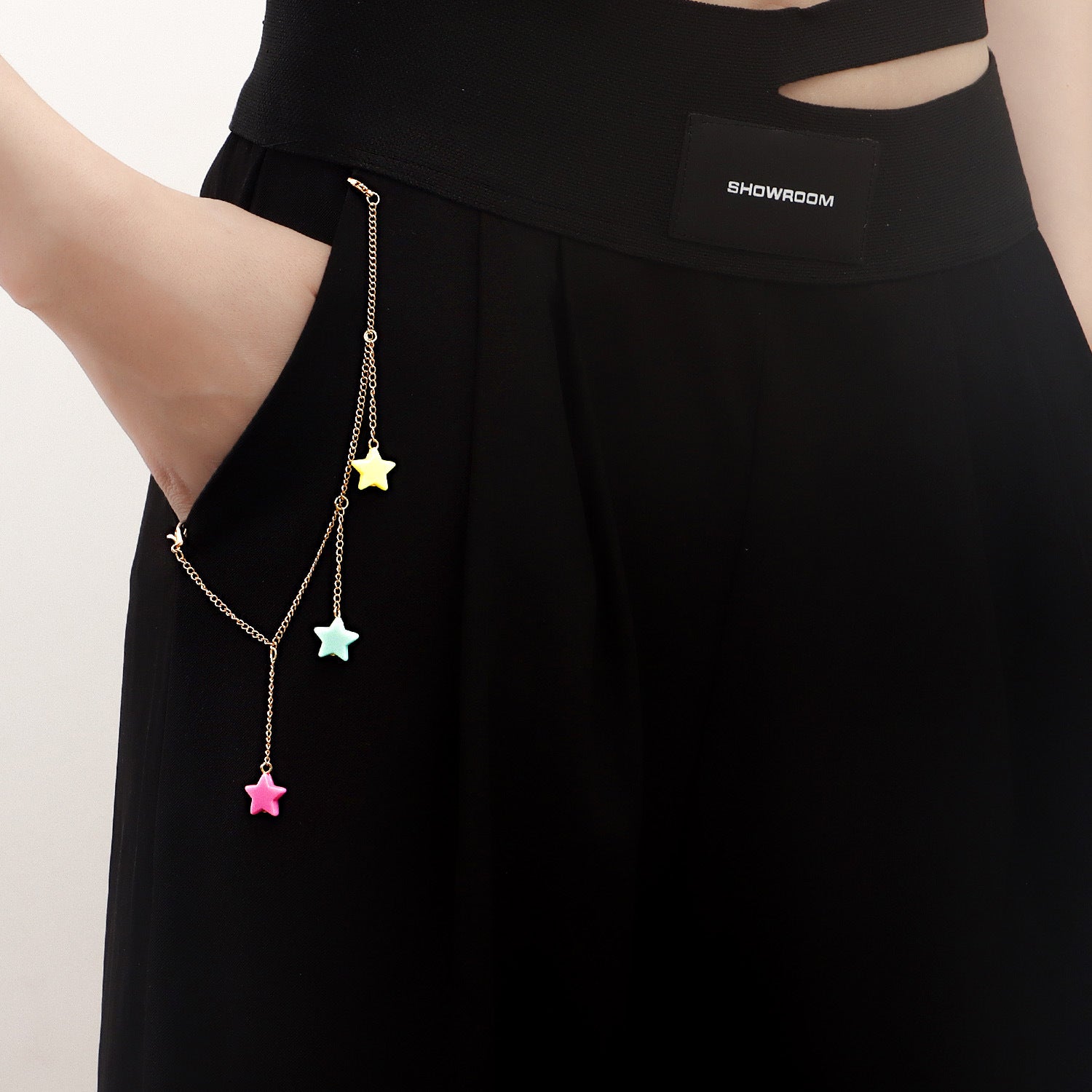 European and American cross-border jewelry, tassels, colorful five-pointed star pendants, trouser pockets, accessories, women's hip-hop style geometric clothing pendants