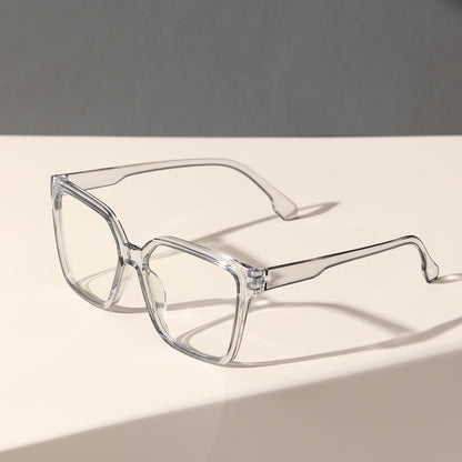 Large frame retro flat mirror, female face, small glasses, full frame, irregular lens, transparent frame, male tide anti-blue light