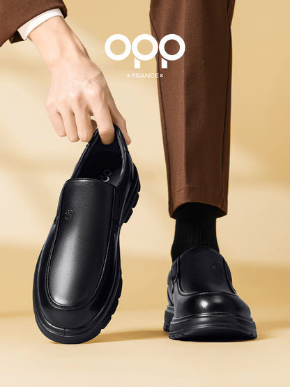 OPP men's shoes spring leather black slippers comfortable fashion business casual high-end British style leather shoes for men