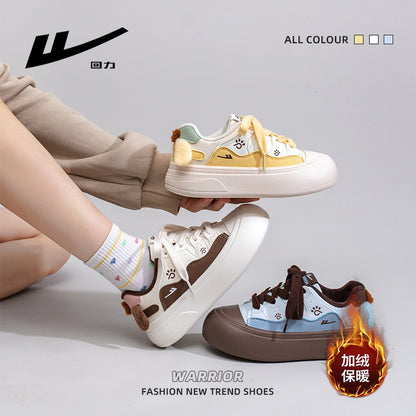 Pull-back fleece warm platform shoes new women's shoes in winter Versatile low-top cotton shoes cute puppy style student shoes