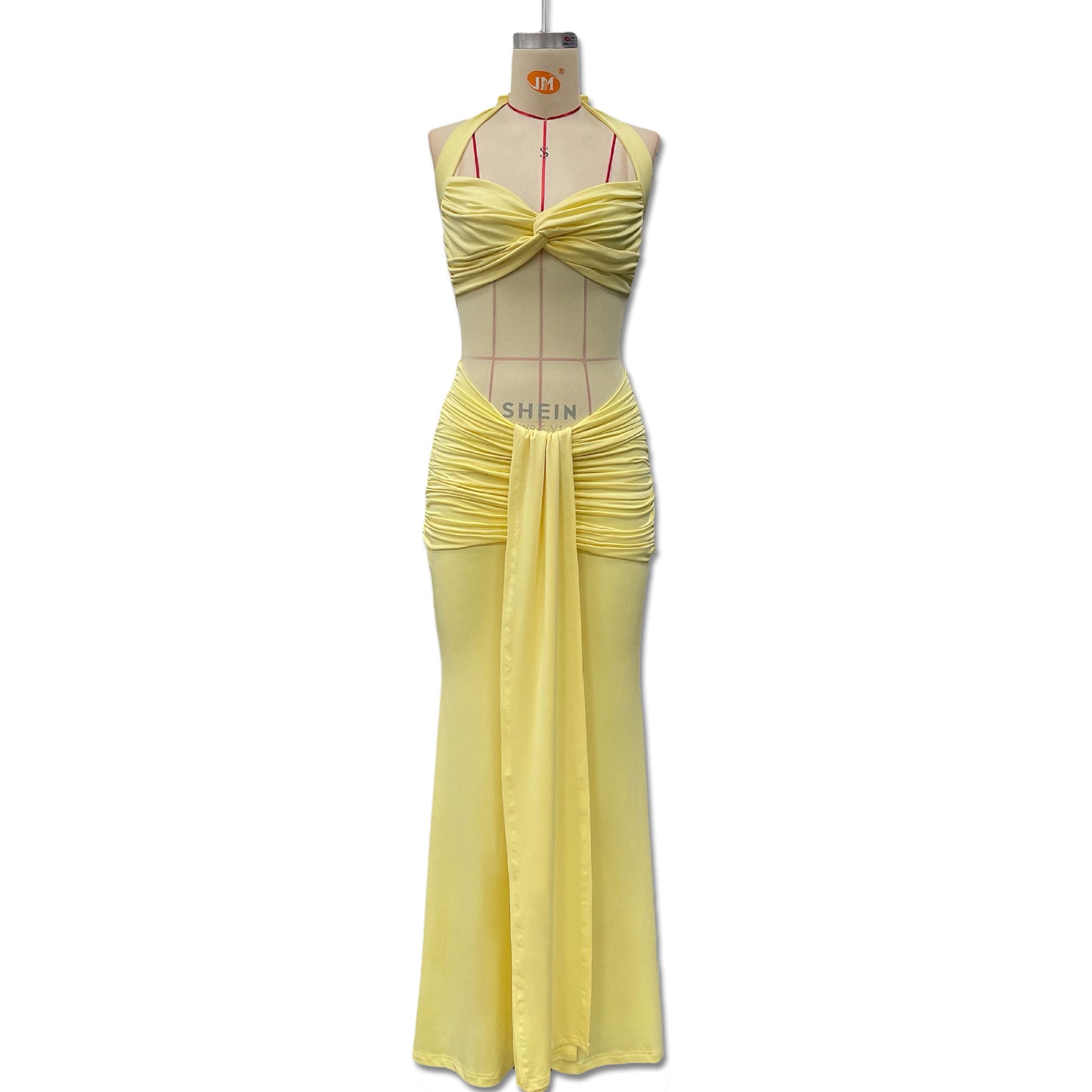 Roupas europeias e americanas por atacado transfronteiriço, nova emenda de malha, temperamento, vestido sereia, saia, reparação, nádegas, vestido, feminino