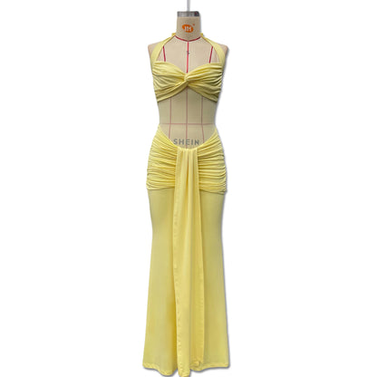 Roupas europeias e americanas por atacado transfronteiriço, nova emenda de malha, temperamento, vestido sereia, saia, reparação, nádegas, vestido, feminino