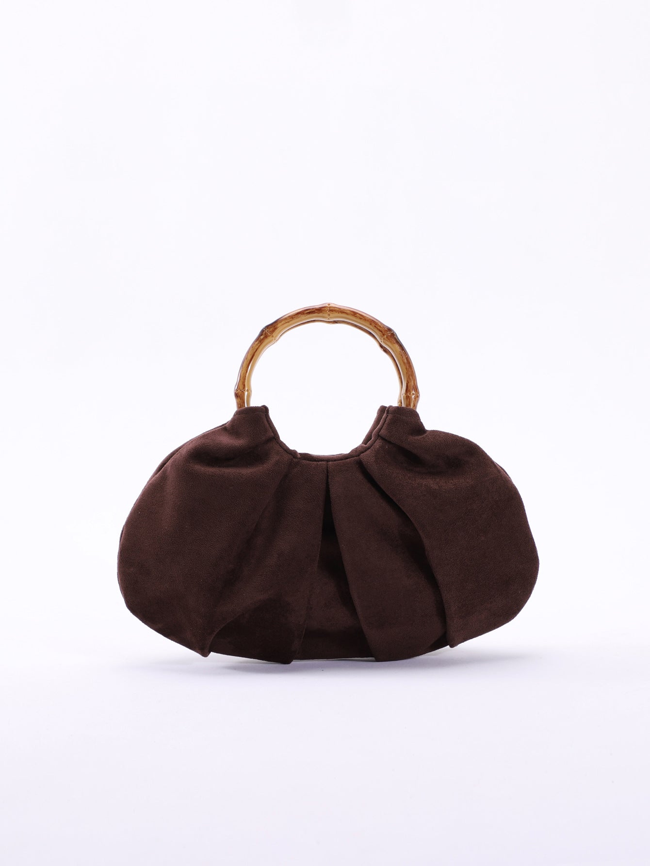 Bolsa feminina de veludo vintage, bolsa de bambu, bolsa de luxo, design plissado estilo Maillard, bolsa em forma de barco, bolsa