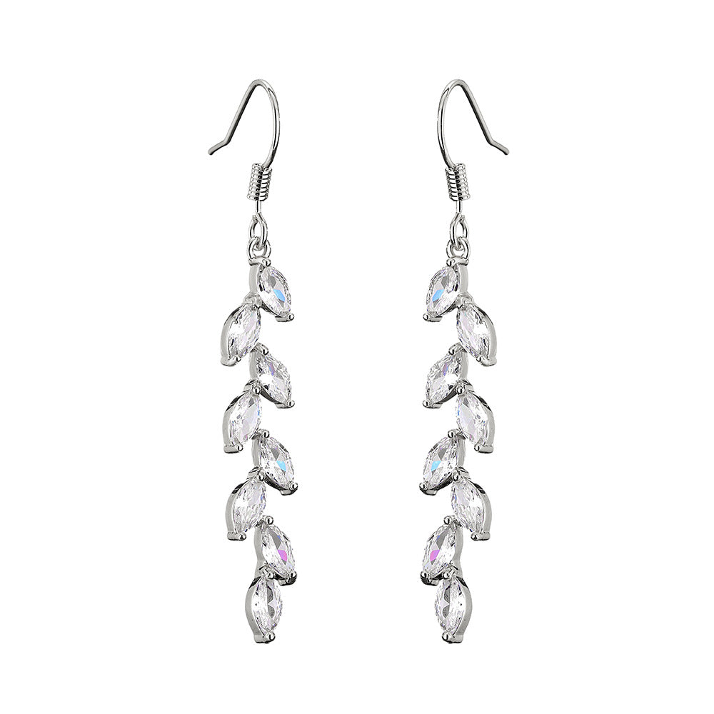 RAKOL Japan and South Korea new product long simple full inlaid zircon wheat ear earrings female ins trendy fashion temperament tassel ear hook