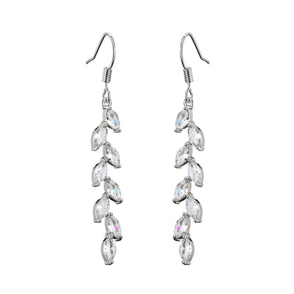 RAKOL Japan and South Korea new product long simple full inlaid zircon wheat ear earrings female ins trendy fashion temperament tassel ear hook