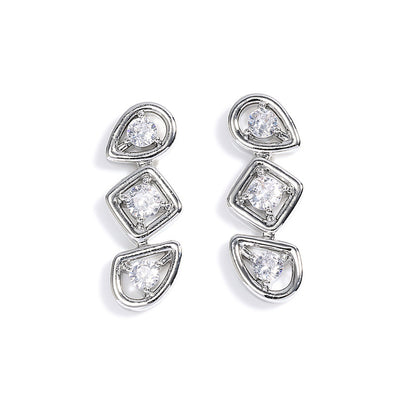 RAKOL European and American minimalist fashion earrings, versatile, light luxury INS earrings, geometric zircon earrings for women