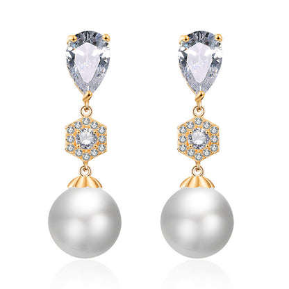 Best-selling foreign trade pearl stud earrings, zircon earrings, light luxury high-end accessories, niche designs, wedding bridesmaids