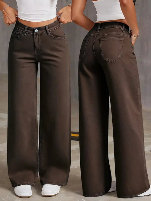 2026 New European and American Cross-Border High-Waist Wide-Leg Jeans for Women, Loose Straight Slimming Casual Long Pants, Stretchy and Versatile