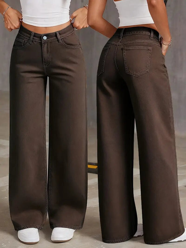 2026 New European and American Cross-Border High-Waist Wide-Leg Jeans for Women, Loose Straight Slimming Casual Long Pants, Stretchy and Versatile
