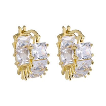 Japanese and Korean sweet elegance, minimalist, zircon inlaid women's personalized versatile fashion earrings, earrings, and earrings